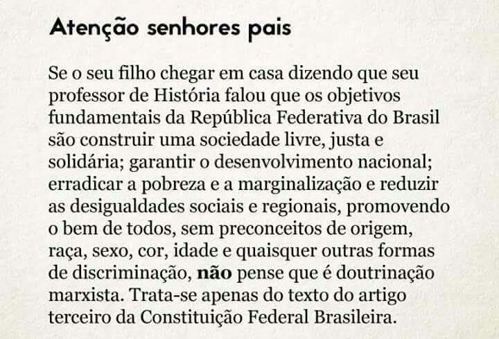 Atenção Senhores Pais